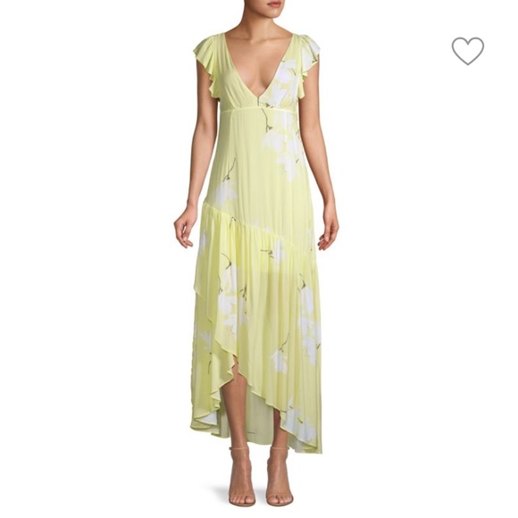 Free People Dresses & Skirts - NWT Free People Floral Waterfall Maxi Dress Lemon Ice Yellow